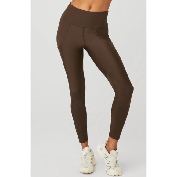 Alo Ribbed Airlift High-Waist 7/8 Enchanted Leggings Espresso Hi-Rise Waisted M - Picture 5 of 11